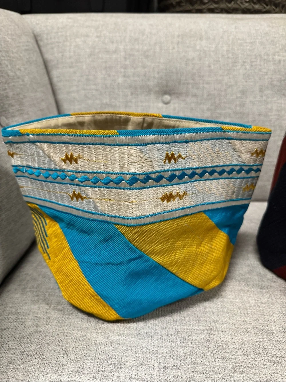 Handmade Patterned Storage Pouch Trio - Blue, Red, Pink
